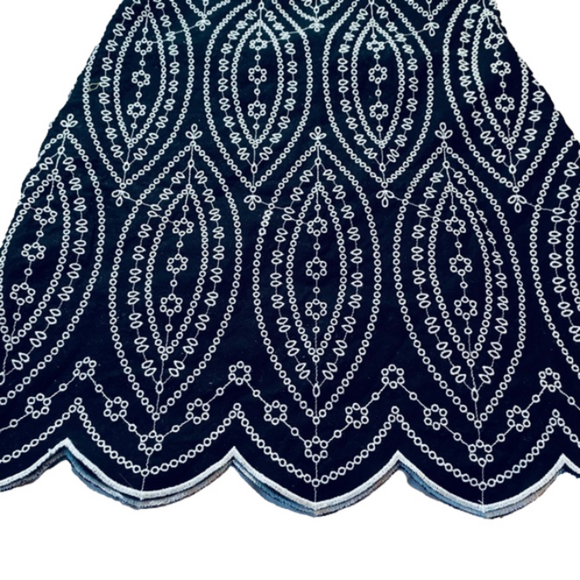 Loft Black Embroidered Scalloped Hem Skirt Whimsigoth Renaissance Gothic Cotton - Picture 3 of 11